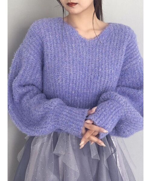 dazzlin(ダズリン)の「ホイップニット(ニット/セーター・レディース・ブルー/アイボリー/ブラック/ライトブルー/ピンク/グリーン/オレンジ/パープル・FREE)」の7枚目の写真