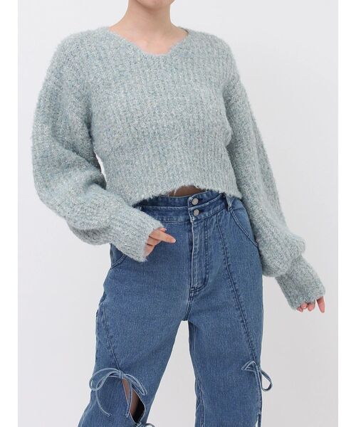 dazzlin(ダズリン)の「ホイップニット(ニット/セーター・レディース・ブルー/アイボリー/ブラック/ライトブルー/ピンク/グリーン/オレンジ/パープル・FREE)」の6枚目の写真