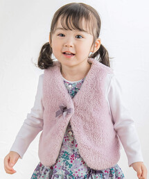 新品 BeBe グログランリボン ダウンベスト 130