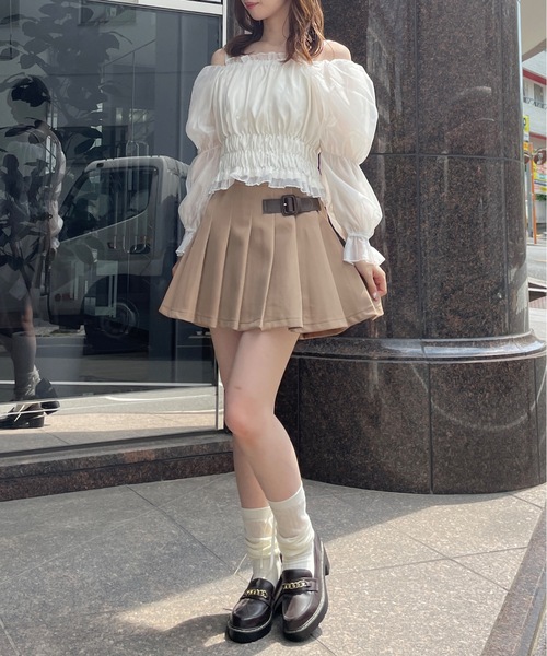 one way（ワンウェイ）の「シャーリングオフショルリボンブラウス（Tシャツ/カットソー・レディース・ホワイト/ピンク/ブルー/グレー・FREE）」の8枚目の写真