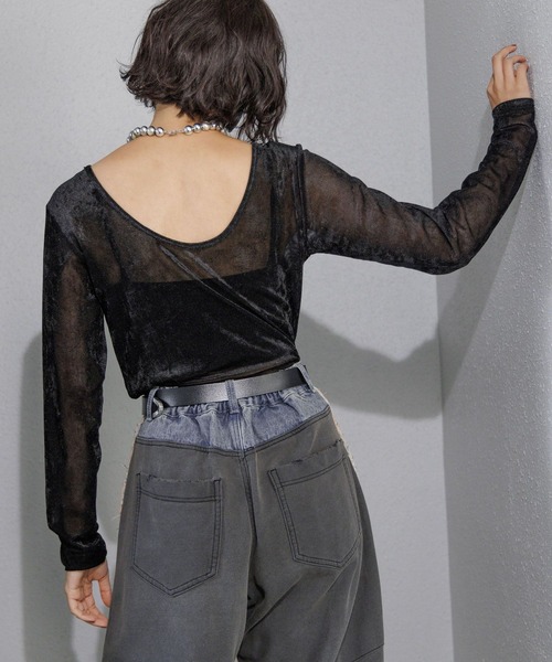 PAGEBOY(ページボーイ)の「ベロアチュールロングスリーブ(Tシャツ/カットソー・レディース・ブラウン/ブラック/ターコイズブルー/オフホワイト・FREE)」の14枚目の写真