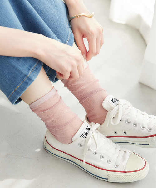 ROPE' PICNIC（ロペピクニック）の「シアーラメソックス（ソックス/靴下・レディース・グリーン系その他/ピンク/シルバー/ブラック・FREE）」の3枚目の写真