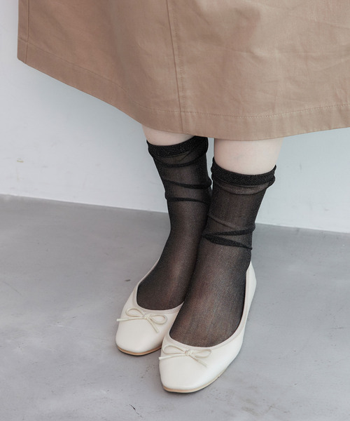 ROPE' PICNIC（ロペピクニック）の「シアーラメソックス（ソックス/靴下・レディース・グリーン系その他/ピンク/シルバー/ブラック・FREE）」の6枚目の写真