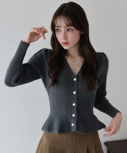 ペプラムニットカーディガン ペプラムニットカーディガン【WHITE】 – ELLIE