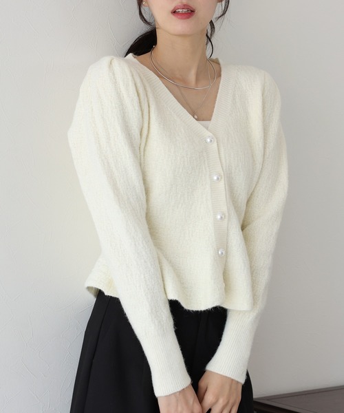 24AW/ acka⭐️ペプラムニットカーディガン/ivory 新色追加》ペプラムニットカーディガン（ニット/セーター）｜BLUEEAST