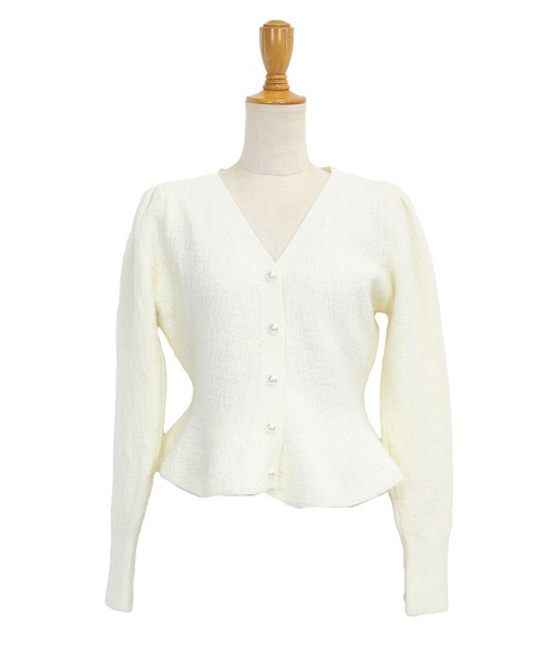 BLUEEAST（ブルーイースト）の「《新色追加》ペプラムニットカーディガン（ニット/セーター・レディース・ブラック/ホワイト/イエロー/ベージュ/ピンク/チャコールグレー/ブラウン・MEDIUM）」の21枚目の写真