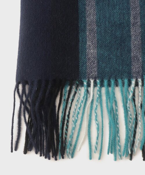 INDIVI（インディヴィ）の「◆【洗える／チェック柄】ウォッシャブルウールストール（ストール/ショール・レディース・ベージュ系1/ネイビー系1/ライトグリーン・00）」の5枚目の写真