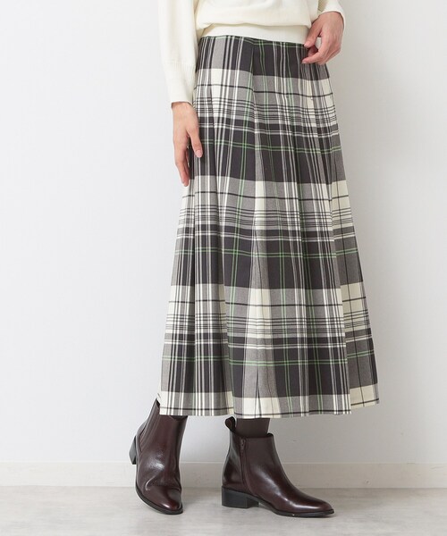 Dessin（デッサン）の「◆【洗える】チェック柄タックプリーツスカート(XS~L)（スカート・レディース・ブルー系その他3/スモーキーグリーン系2/ブラウン系その他2・00/03/02/01）」の6枚目の写真