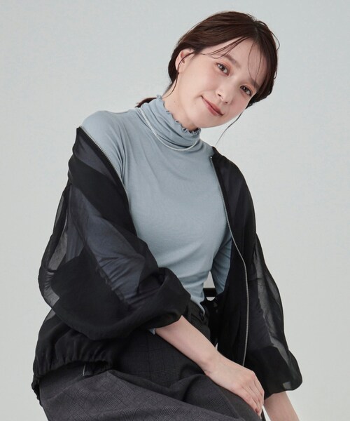 DRESKIP（ドレスキップ）の「◆【高レビュー】なめらかとろみインナータートル（Tシャツ/カットソー・レディース・ホワイト系5/オフホワイト/ブラック/ライトオレンジ系/ライトブルー/ライトグレー/グリーン系・04/02/03）」の6枚目の写真