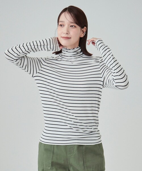 DRESKIP（ドレスキップ）の「◆【高レビュー】なめらかとろみインナータートル（Tシャツ/カットソー・レディース・ホワイト系5/オフホワイト/ブラック/ライトオレンジ系/ライトブルー/ライトグレー/グリーン系・04/02/03）」の12枚目の写真