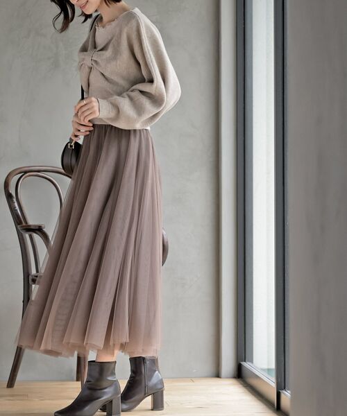 rps（アールピーエス）の「リボンデザインニットカーデ＋キャミアンサンブル（カーディガン/ボレロ・レディース・マスタード/杢グレー/ベージュ系その他3/ブラック/ブルー/ボルドー・フリー）」の10枚目の写真