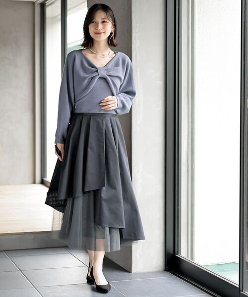 rps（アールピーエス）の「リボンデザインニットカーデ＋キャミアンサンブル（カーディガン/ボレロ・レディース・マスタード/杢グレー/ベージュ系その他3/ブラック/ブルー/ボルドー・フリー）」の16枚目の写真