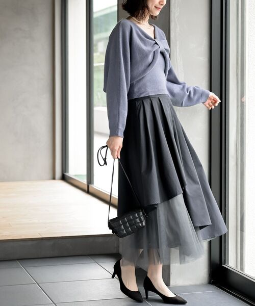 rps（アールピーエス）の「リボンデザインニットカーデ＋キャミアンサンブル（カーディガン/ボレロ・レディース・マスタード/杢グレー/ベージュ系その他3/ブラック/ブルー/ボルドー・フリー）」の19枚目の写真