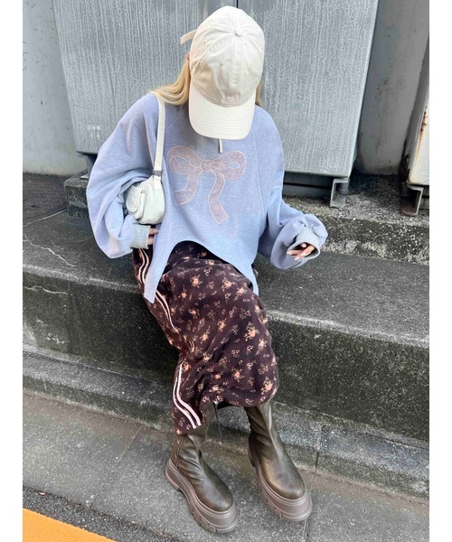 WC（ダブル シー）の「リトルフラワー2ラインフリーススカート（スカート・レディース・ブラウン/ネイビー・FREE）」の8枚目の写真