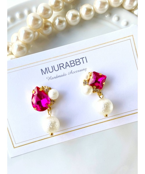 VIBGYOR(ヴィブジョー)の「【MUURABBTI】ビジューとパールピアス(MA)(ピアス(両耳用)・レディース・バイオレット/アクア/コバルトブルー/エメラルド/その他/その他1・FREE)」の5枚目の写真