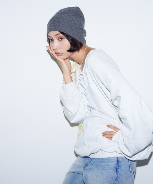 BARRETTA（バレッタ）の「フロントレースアップﾌﾟﾙｵｰﾊﾞｰ（スウェット・レディース・グレー/ブラック・FREE）」の21枚目の写真