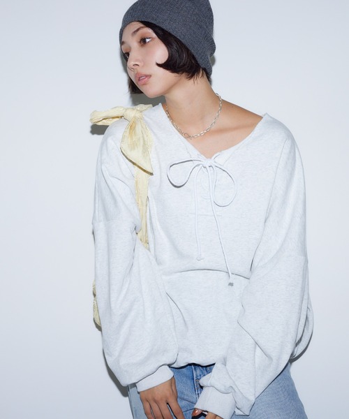 BARRETTA（バレッタ）の「フロントレースアップﾌﾟﾙｵｰﾊﾞｰ（スウェット・レディース・グレー/ブラック・FREE）」の20枚目の写真