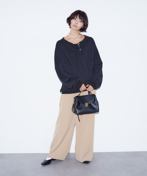 BARRETTA（バレッタ）の「フロントレースアップﾌﾟﾙｵｰﾊﾞｰ（スウェット・レディース・グレー/ブラック・FREE）」の13枚目の写真