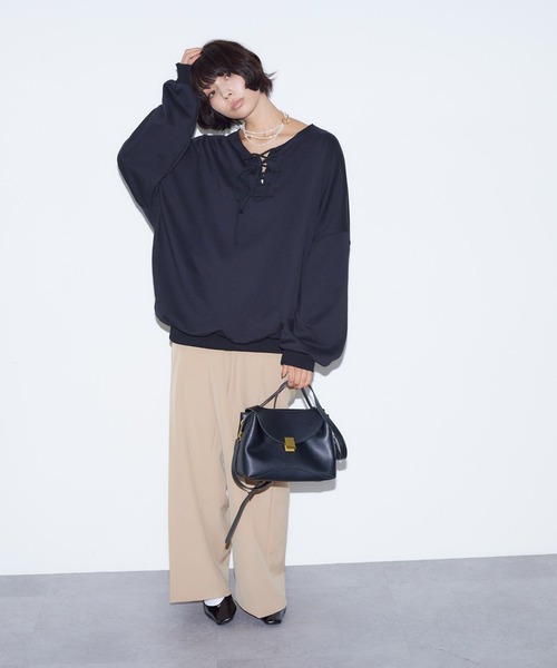 BARRETTA（バレッタ）の「フロントレースアップﾌﾟﾙｵｰﾊﾞｰ（スウェット・レディース・グレー/ブラック・FREE）」の12枚目の写真