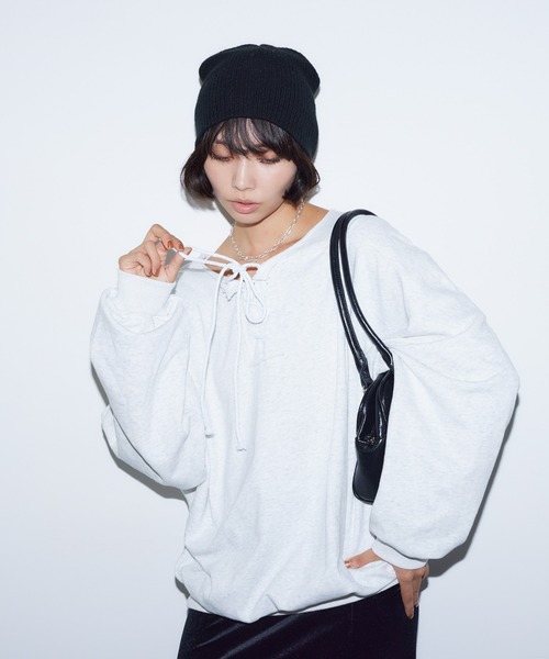 BARRETTA（バレッタ）の「フロントレースアップﾌﾟﾙｵｰﾊﾞｰ（スウェット・レディース・グレー/ブラック・FREE）」の18枚目の写真