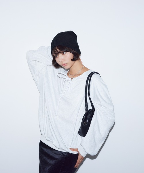 BARRETTA（バレッタ）の「フロントレースアップﾌﾟﾙｵｰﾊﾞｰ（スウェット・レディース・グレー/ブラック・FREE）」の17枚目の写真