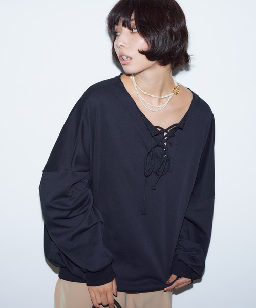 BARRETTA（バレッタ）の「フロントレースアップﾌﾟﾙｵｰﾊﾞｰ（スウェット・レディース・グレー/ブラック・FREE）」の14枚目の写真