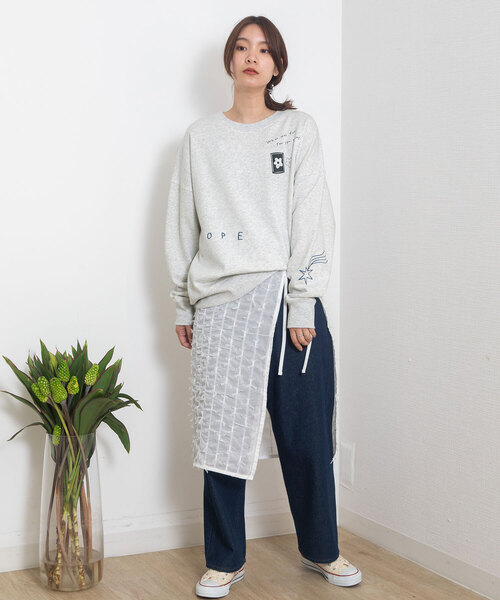 POU DOU DOU(プードゥドゥ)の「チュールリボンシフォンレイヤードラップスカート(スカート・レディース・オフホワイト/ブラック・M)」の5枚目の写真