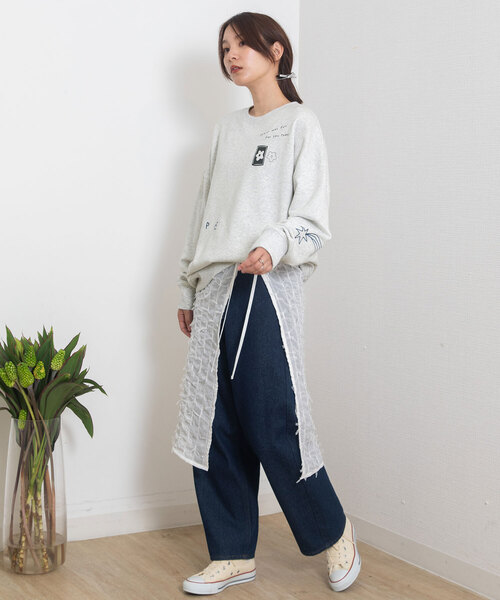 POU DOU DOU(プードゥドゥ)の「チュールリボンシフォンレイヤードラップスカート(スカート・レディース・オフホワイト/ブラック・M)」の8枚目の写真