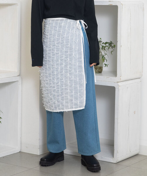 POU DOU DOU(プードゥドゥ)の「チュールリボンシフォンレイヤードラップスカート(スカート・レディース・オフホワイト/ブラック・M)」の17枚目の写真