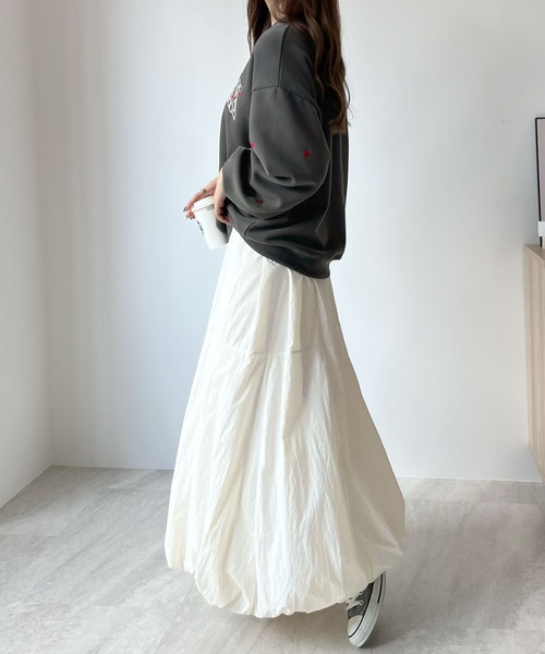 Futier land(フューティアランド)の「この絶妙なハート間が大人っぽ~い◎カレッジロゴハート刺繍プルオーバー(スウェット・レディース・チャコールグレー/杢グレー・FREE)」の15枚目の写真