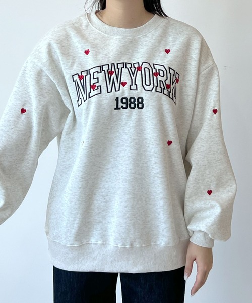 セール】この絶妙なハート間が大人っぽ～い◎カレッジロゴハート刺繍