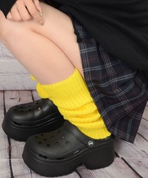 パーリーゲイツ　レッグウォーマー　イエロー フラワーワッペンアラン編みニットレッグウォーマー (LADIES) | PEARLY レディースウェア