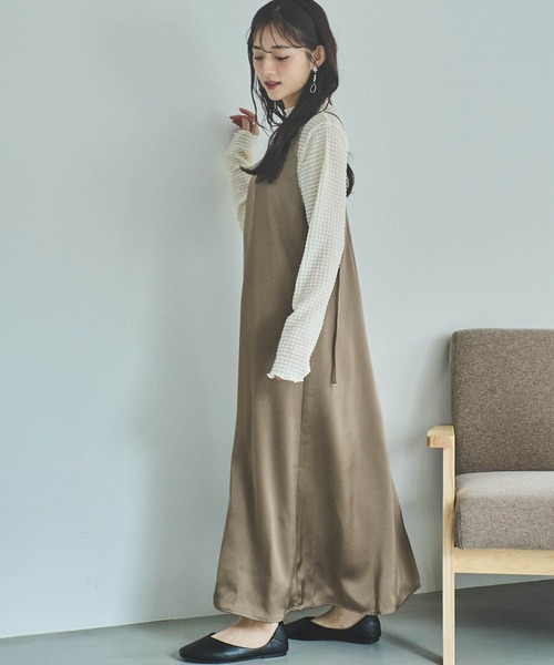 mil(ミル)の「【150㎝前後の小柄さんサイズ】マットサテンキャミワンピース(ワンピース・レディース・カーキ/モカ/チャコールグレー・S/XS)」の10枚目の写真