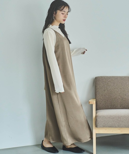 mil(ミル)の「【150㎝前後の小柄さんサイズ】マットサテンキャミワンピース(ワンピース・レディース・カーキ/モカ/チャコールグレー・S/XS)」の11枚目の写真