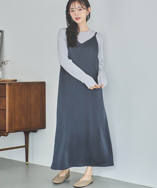 mil(ミル)の「【150㎝前後の小柄さんサイズ】マットサテンキャミワンピース(ワンピース・レディース・カーキ/モカ/チャコールグレー・S/XS)」の4枚目の写真