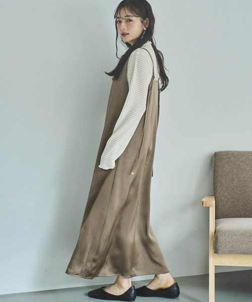 mil(ミル)の「【150㎝前後の小柄さんサイズ】マットサテンキャミワンピース(ワンピース・レディース・カーキ/モカ/チャコールグレー・S/XS)」の12枚目の写真