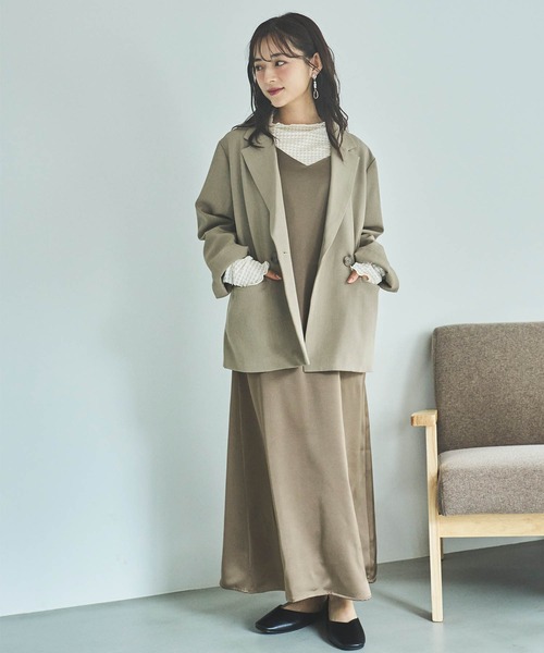 mil(ミル)の「【150㎝前後の小柄さんサイズ】マットサテンキャミワンピース(ワンピース・レディース・カーキ/モカ/チャコールグレー・S/XS)」の14枚目の写真