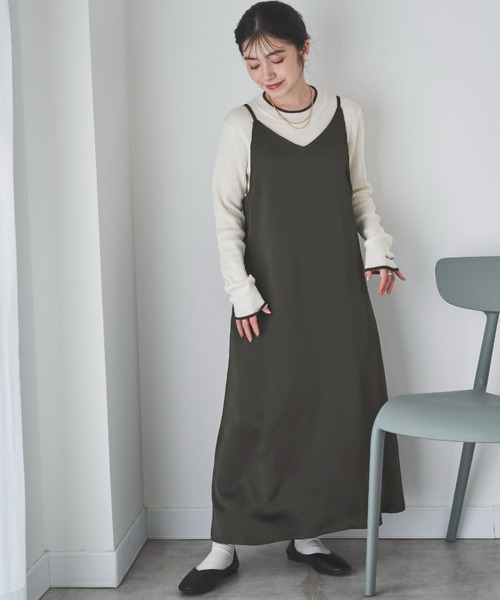 mil(ミル)の「【150㎝前後の小柄さんサイズ】マットサテンキャミワンピース(ワンピース・レディース・カーキ/モカ/チャコールグレー・S/XS)」の22枚目の写真