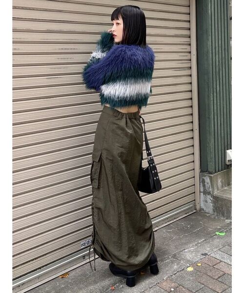 MURUA（ムルーア）の「シャイニーカーゴマキシスカート（スカート・レディース・カーキ/ブラック/ライトグレー・2/1）」の9枚目の写真