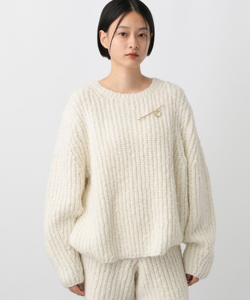 A part by(アパートバイ)の「【セットアップ対応】ファンシーラメプルオーバー_長袖(ニット/セーター・レディース・アイボリー/ブラウン・FREE)」の6枚目の写真
