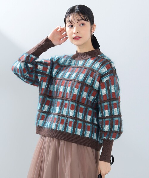 チェック柄 ジャカード ニット（手洗い可能）（ニット/セーター）｜BEAMS HEART（ビームスハート）