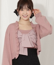 BLUMARINE 花柄　長袖　カーディガン　ピンク　フリル　シルクフリル BLUMARINE 花柄 長袖 カーディガン ピンク フリル シルクフリル