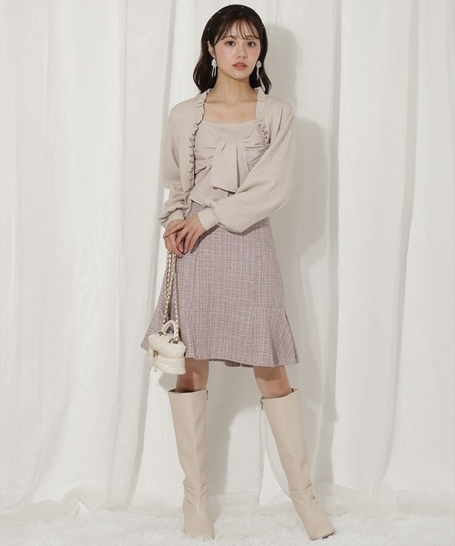 WILLSELECTION(ウィルセレクション)の「フリルカーディガン×リボンキャミセット(カーディガン/ボレロ・レディース・ブラック/ブルー/ピンク/ベージュ・FREE)」の21枚目の写真