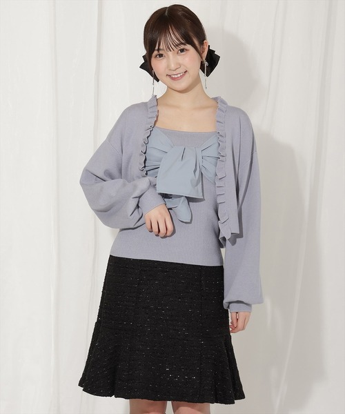 WILLSELECTION(ウィルセレクション)の「フリルカーディガン×リボンキャミセット(カーディガン/ボレロ・レディース・ブラック/ブルー/ピンク/ベージュ・FREE)」の22枚目の写真