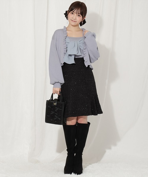 WILLSELECTION(ウィルセレクション)の「フリルカーディガン×リボンキャミセット(カーディガン/ボレロ・レディース・ブラック/ブルー/ピンク/ベージュ・FREE)」の15枚目の写真