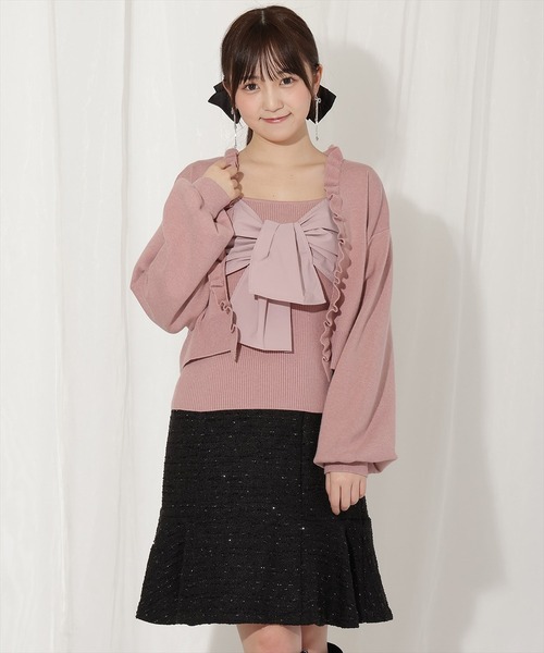 WILLSELECTION(ウィルセレクション)の「フリルカーディガン×リボンキャミセット(カーディガン/ボレロ・レディース・ブラック/ブルー/ピンク/ベージュ・FREE)」の16枚目の写真