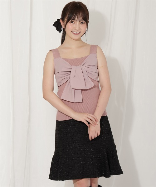 WILLSELECTION(ウィルセレクション)の「フリルカーディガン×リボンキャミセット(カーディガン/ボレロ・レディース・ブラック/ブルー/ピンク/ベージュ・FREE)」の11枚目の写真