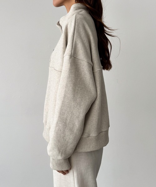 CANAL JEAN(キャナルジーン)の「El mar スタンドヘンリーネックトレーナー 裏起毛(スウェット・レディース・オートミール/グレー・ONE SIZE)」の4枚目の写真