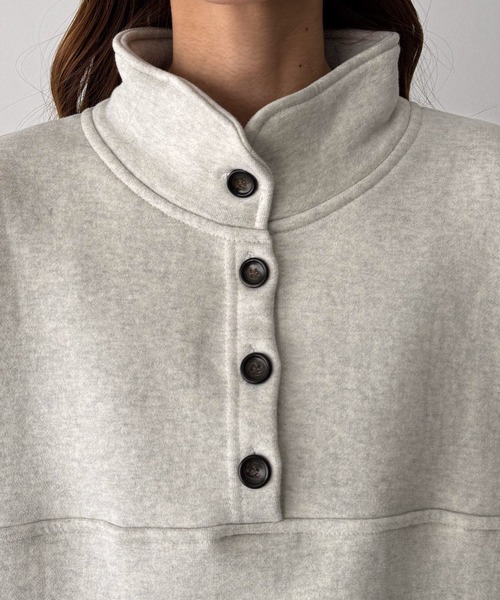 CANAL JEAN(キャナルジーン)の「El mar スタンドヘンリーネックトレーナー 裏起毛(スウェット・レディース・オートミール/グレー・ONE SIZE)」の6枚目の写真