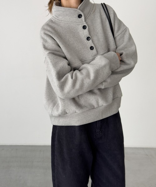 CANAL JEAN(キャナルジーン)の「El mar スタンドヘンリーネックトレーナー 裏起毛(スウェット・レディース・オートミール/グレー・ONE SIZE)」の10枚目の写真